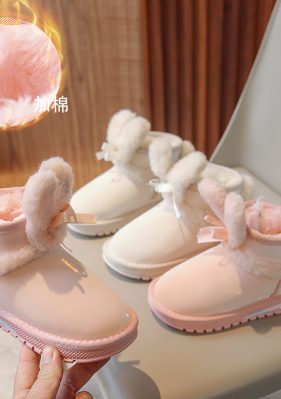 女童棉靴冬季新款儿童大棉雪地靴批发兔耳朵女童短靴保暖
