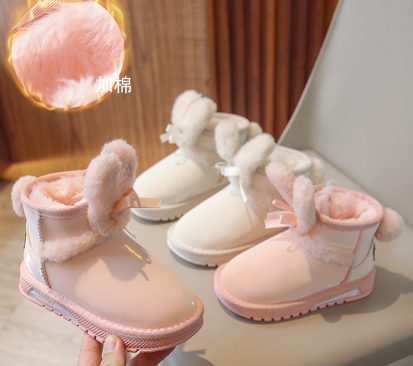 女童棉靴2022冬季新款儿童大棉雪地靴批发兔耳朵女童短靴保暖