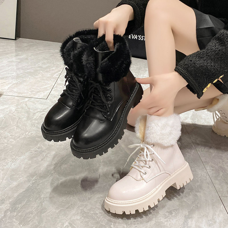 女靴子靴子韩版潮时尚保暖防滑短靴圆头粗跟