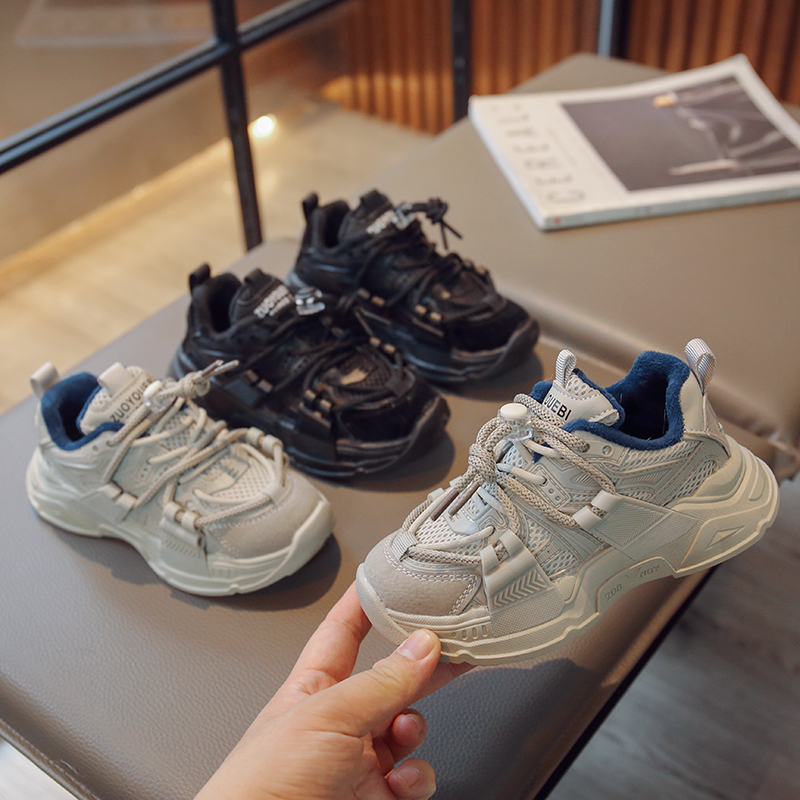 2022Зимняя детская двухлопчатобумажная плюшевая спортивная обувь для школьников теплая обувь для мальчиков и девочек воздухопроницаемая обувь