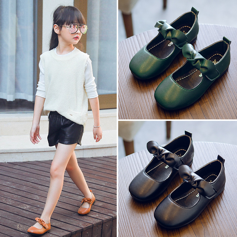 Printemps automne femmes enfants chaussures nouveau enfants princesse chaussures Étudiant version coréenne danse performance chaussures en cuir fille Bow
