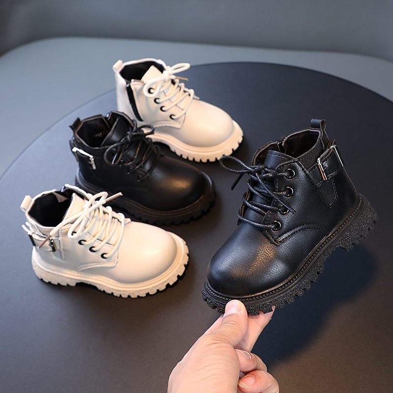 Autumn and Winter Fashion Children's Cotton Shoes, Boys' Warm and Cotton Martin Boots, Girls' Side Zipper Retro Snow Boots, Baby Snow Boots, Plush and Warm, Non slip Big Cotton Boots, Boys' Boots, Metal Buckle