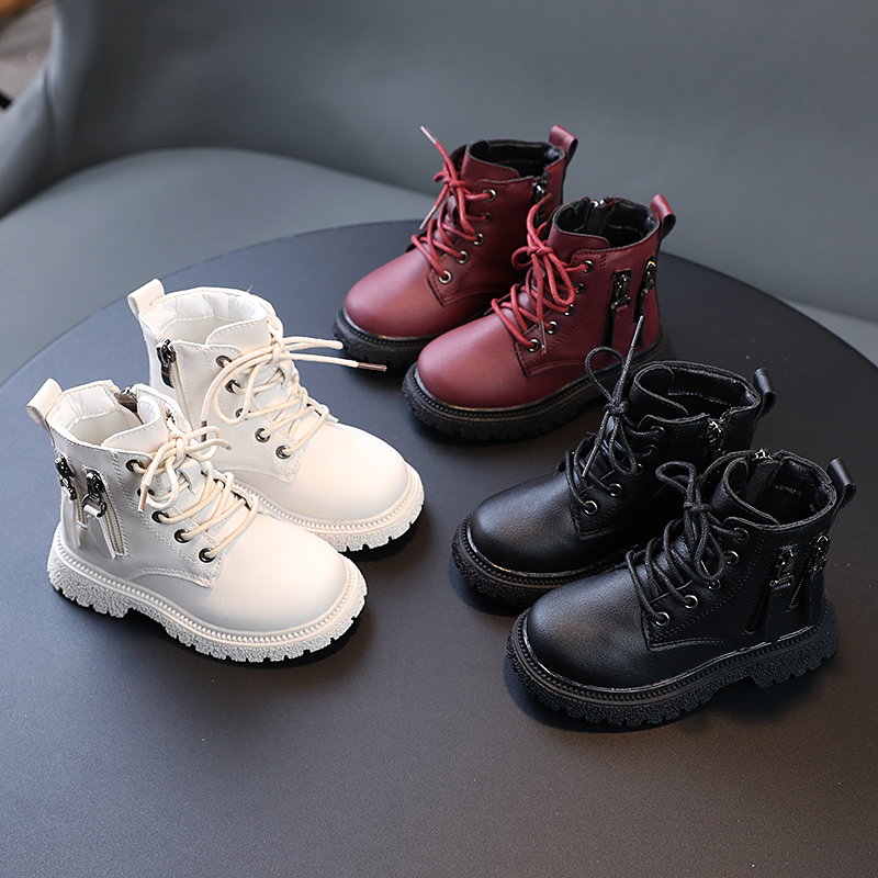Autumn and Winter Fashion Zipper Accessories Children's Cotton Shoes Boys' Warm and Cotton Martin Boots Girls' Side Zipper Retro Snow Boots Baby Snow Boots Plush and Anti slip Big Cotton Boots Boys' Boots
