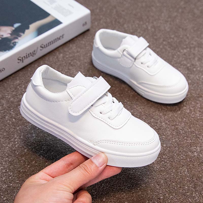 Children's Little White Shoes Spring and Autumn New Korean Edition Primary School Soft Sole White Board Shoes Boys and Girls Sports Shoes Students' Little White Shoes Baby Performance Shoes Versatile Casual Shoes