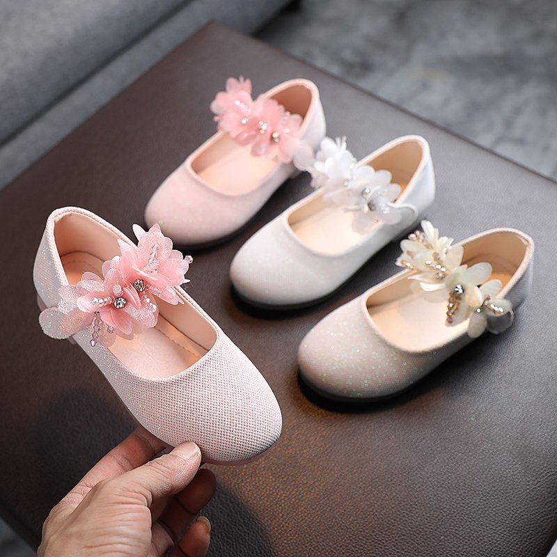 Girls' beaded lace rhinestone small leather shoes, children's sequins, princess shoes, student dance performance shoes, foreign trade single shoe wholesale