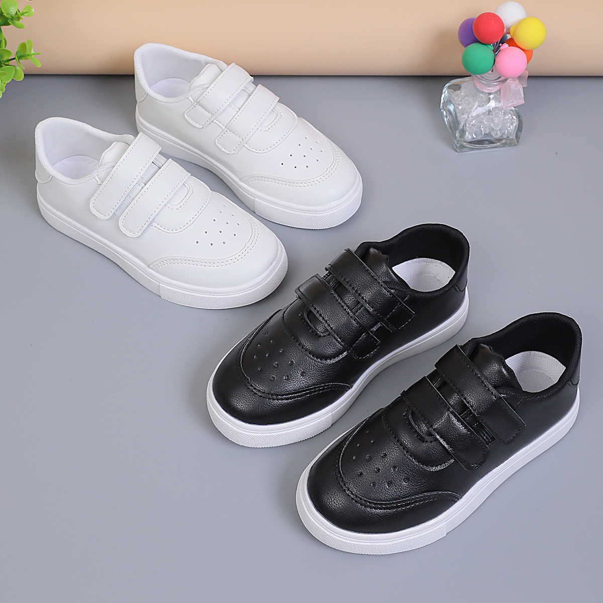 Spring and Autumn Single Shoes Baby Shoes White Soft soled Walking Shoes0-3Boys and young children's shoes, children's leather shoes, small white shoes, board shoes