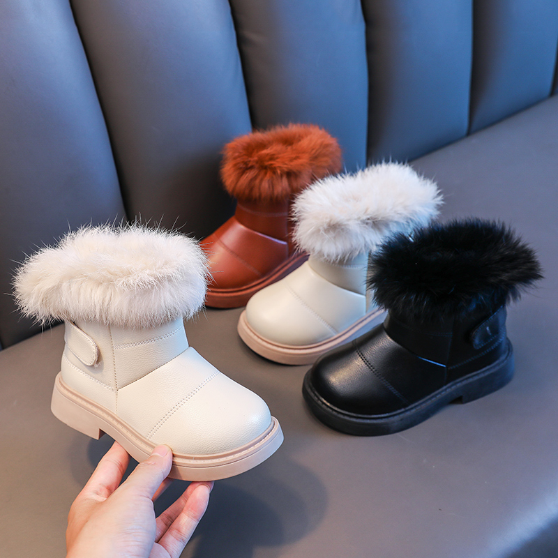 รองเท้าผ้าฝ้าย รองเท้าหิมะสำหรับสาว ๆ ฤดูหนาวเด็กรองเท้าขนาดกลางและหนาขนกระต่ายผู้ชายเด็กอ่อน แต่เพียงผู้เดียวอบอุ่นขายส่งตลอดทั้งปี