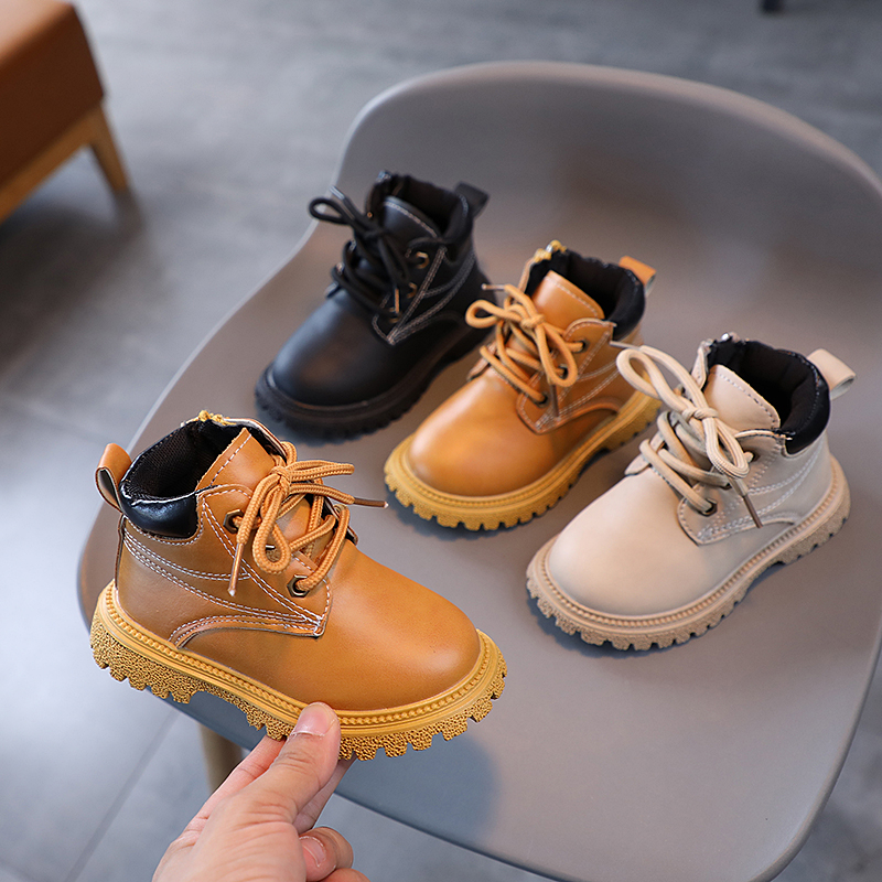 Spring and Autumn Children's Small Leather Shoes with Strap British Style Boys' Big Head Leather Shoes Girls' Solid Color Soft soled Single Boots Winter Martin Boots One Piece Hair Collection Cross border Regular Supply Princess Boots