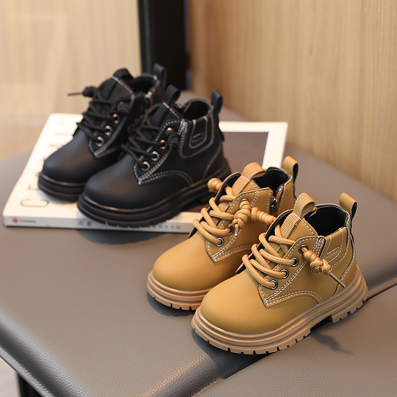 Spring and Autumn Children's Small Leather Shoes with Strap British Style Boys' Big Head Leather Shoes Girls' Solid Color Soft soled Single Boots Winter Martin Boots One Piece Hair Collection Cross border Regular Supply Princess Boots